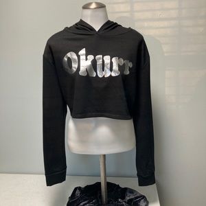 Black Crop L/S TShirt Hoodie S OKURR